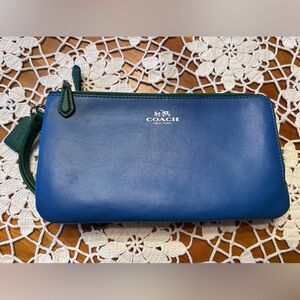 Coach Blue Leather Wristlet